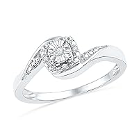 Sterling Silver White Round Diamond Promise Ring (1/20 cttw)