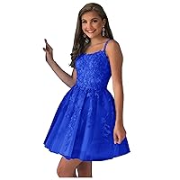 Royal Blue Short Homecoming Dresses Appliques 2023 A-Line Tulle Prom Party Dress for Juniors 2