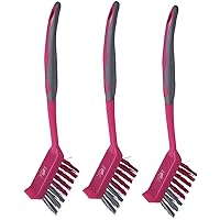 WBM Home Dish Brush, Soft Long Handle and Durable Nylon Bristles, Kitchen Scrubber, Cleaning Tools-3 Pack, Pink