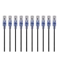 Cat6A Ethernet Patch Cable - Snagless RJ45, 550Mhz, 10G, UTP, Pure Bare Copper Wire, 30AWG, 10-Pack, 3 Feet, Black - SlimRun Series