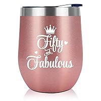 NewEleven 50th Birthday Gifts For Women, Her - 1974 50th Birthday Decorations For Women - Gifts For Women Turning 50-50 Year Old Gifts For Women, Mom, Wife, Friends - 12 Oz Wine Tumbler