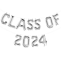 Tellpet Class of 2024 Balloons Banner for Graduation Party Decorations, Silver