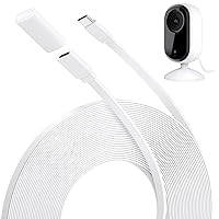 16.4ft/5m Power Extension Cable Compatible with Arlo Essential Indoor 2K Security Camera (2nd Generation), Weatherproof Outdoor Charging Cable for Arlo Essential Camera, Flat Power Cord - White