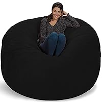 Chill Sack Bean Bag Chair: Giant 6' Memory Foam Furniture Bean Bag - Big Sofa with Soft Micro Fiber Cover, Black Furry