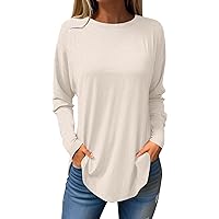 Fall Long Sleeve Shirts for Women Printed Blouse Crew Neck Sweatshirts Dressy Casual Tunic Tops Loose Pullover