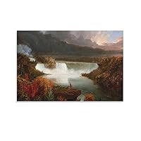 American Painter Thomas Cole Painting Distant View of Niagara Falls In Autumn Hudson River School Print on Canvas Painting Wall Art for Living Room Home Decor Boy Gift 20x30inch(50x75cm)