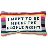 Handmade Needlepoint Decorative Throw Pillow - Where The People aren't - 8