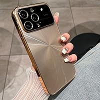 for iPhone 14 Pro Max Plating Phone Case for iPhone 13 12 Pro 11 14 Plus Luxury Glass Window Camera Lens Protector PC Cover Back,Gold,for iPhone 13 ProMax