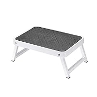 Hailo OneStep | Steel step | One large step with non-skid mat | Folding safety mechanism with unlocking button | Easy storage | Lightweight | White