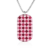 Pink Red Diamond Chessboard Personalized Picture Necklace Pendant Memorial Keepsake Jewelry Gift