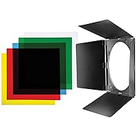 Westcott Barndoor Set with Theatrical Gels (Red, Blue, Green, Yellow, Diffusion) for 70-Degree Wide Reflector