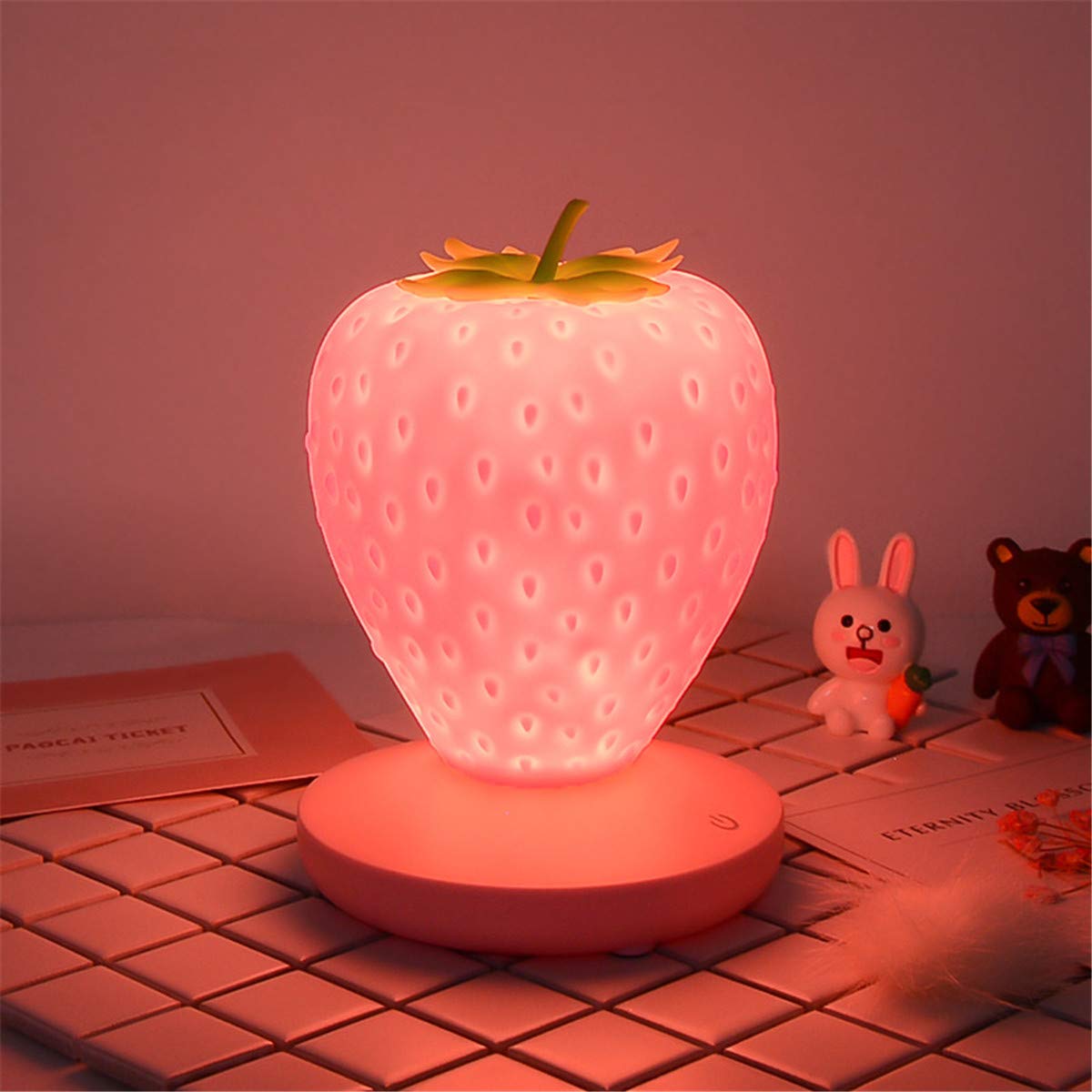 Mua LEKIBOP Strawberry Night Light Silicone Soft Table Lamp ...
