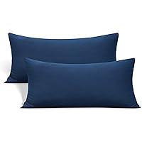 Stretch Toddler Pillowcases - Jersey Knit Travel Pillow Cases to Fit Pillows Sized 12x16, 13x18 or 14x20, Ultra Soft Envelope Closure Small Pillowcases Set of 2, Navy