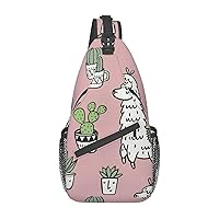 Alpaca And Cactus Sling Bag Crossbody Backpack Sling Backpack Shoulder Bag For Women Men Cycling Hiking Travel