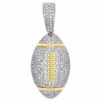 Animas Jewels 1.20 CT Round Cut D/VVS1 Diamond Rugby Ball Pendant Necklace 14K Yellow Gold Over Sterling Silver