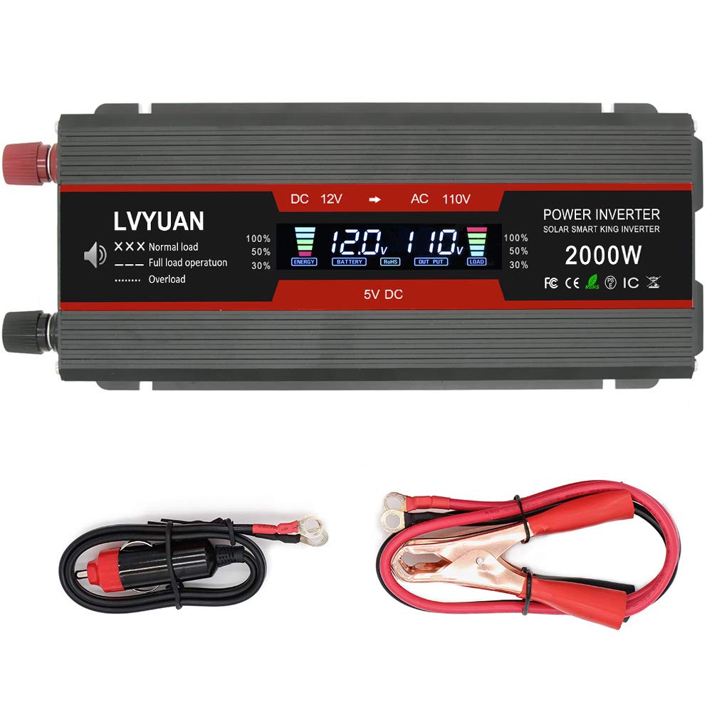 Mua Cantonape 1000W/2000W(Peak) Car Power Inverter DC 12V to 110V AC  Converter with LCD Display Dual AC Outlets and Dual USB Car Charger for Car  Home Laptop Truck trên Amazon Mỹ chính