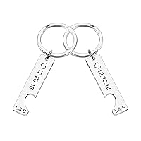Personalized Stainless Steel Keychain Set for Women Engraved Name Heart Puzzle Photo Round Tag Name Cut-off Keychain