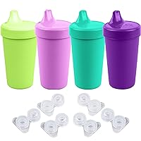 Re-Play Made In USA 10 oz. Sippy Cups (4-pack) and Replacement Silicone Valves for Sippy Cups (6-pack), Mermaid