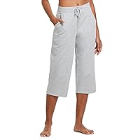 BALEAF Women's Capris Casual Summer Cotton Wide Leg Yoga Capri Sweatpants Loose Lounge Workout Crop Pants Pockets
