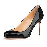 FSJ Women Formal Slip On Pumps High Heel Close Toe Slide Business Shoes for Office Lady Size 4-15 US