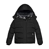 wantdo Boy Winter Ski Jacket Waterproof and Puffer Jacket with Removable Black Size 6-7