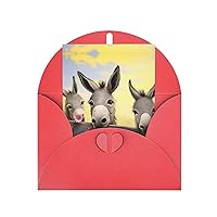donkey and flower print Greeting Cards Invitation Cards With Envelopes Half-Fold Cardstock Paper For Weddings Birthday Party 4 X 6 Inch