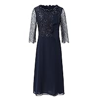 Women's Embroidered Lace Sleeve Bridesmaid Dress Party Wedding Cocktail Midi Dress