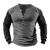 Mens Casual Slim Fit Basic Henley Distressed Short/Long Sleeve Fashion Summer T-Shirt Blouse Comfy Tee Tops