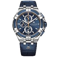 Maurice Lacroix Aikon Chronograph Swiss Quartz 44mm Blue Dial Watch AI1018-SS001-432-4
