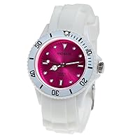 ANDANTE AS-5003 Sports Waterproof Unisex Silicone Watch Quartz 3ATM White Pink, Ribbon