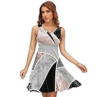 Marble Geometric Shapes Women's Tank Dress Mini Wrap V Neck Sleeveless Summer Funny Sundress
