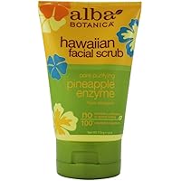Alba Botanica Hawaiian Facial Scrub, Pore Purifying Pineapple Enzyme 4 oz (Pack of 10)
