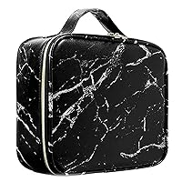 Seagull Flight Of Fashion Cosmetic Bag for Home & Travel ,Makeup Case with Dividers for Cosmetics ,Makeup Brushes ,Toiletries & Jewelry , Portable (Black Marble)