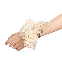 Ling's Moment Boho Dried Wrist Corsage for Wedding(Set of 6), Nude Prom Corsages Wristlet for Girls, Women, Mothers, Bridesmaids for Anniversary, Graduation, etc.