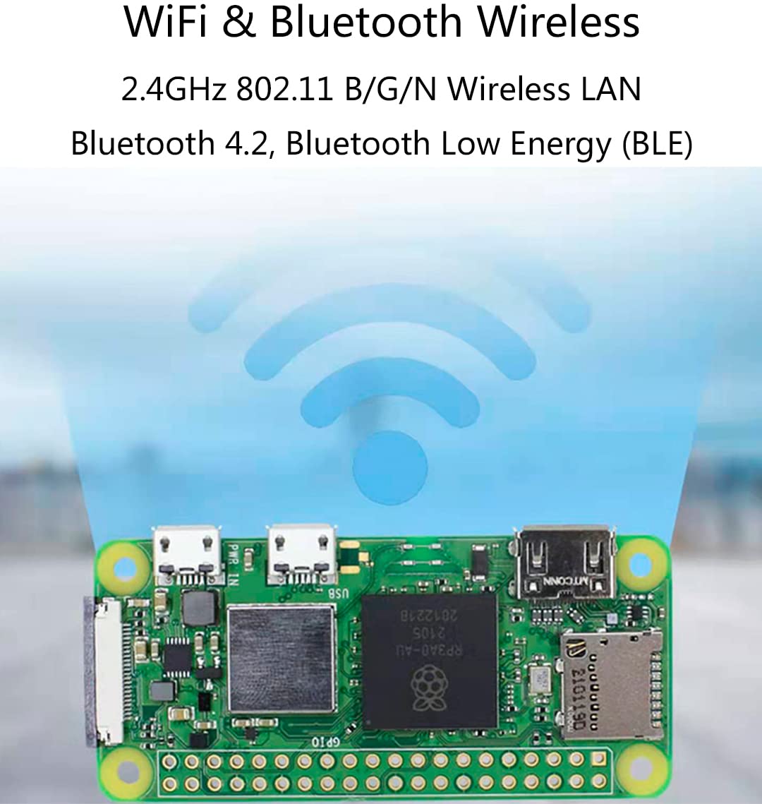 Raspberry Pi Zero 2 W with Pre-Soldered Header,Five Times as Fast, 1GHz Quad-Core 64-bit Arm Cortex-A53 CPU, 512MB LPDDR2 SDRAM 2.4GHz 802.11 b/g/n Wireless LAN, WiFi Bluetooth 4.2 BLE