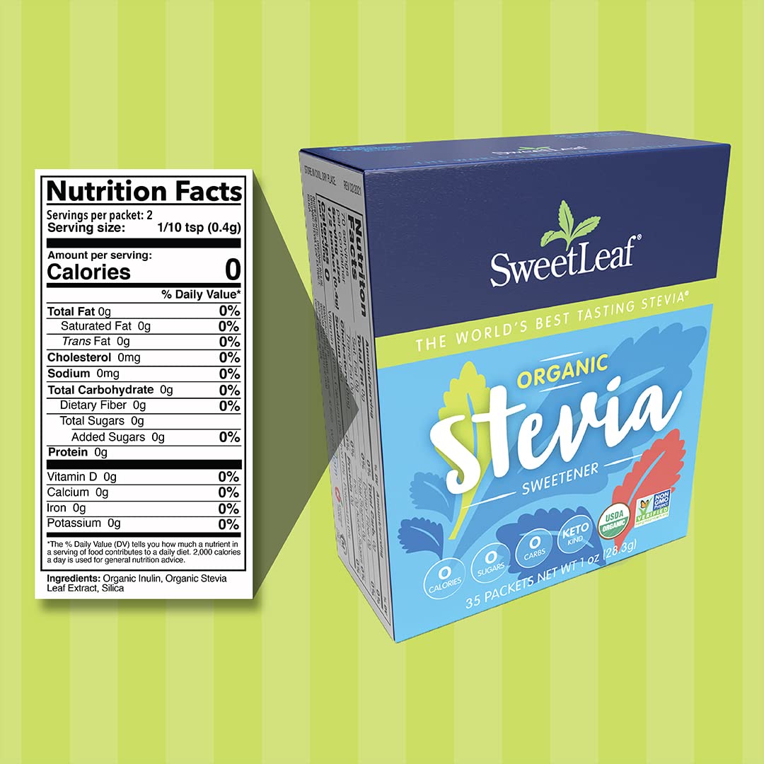 SweetLeaf Organic Stevia Sweetener, 70 Count