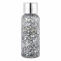 Makeup Sequin Gel Face Body Decoration Sequin Liquid Eye Shadow Dazzling Color Polarization Sequins Chunky Glitter Liquid Eyeshadow Glitter Body Gel Festival Glitter 30ml Face Diamonds (A, One Size)