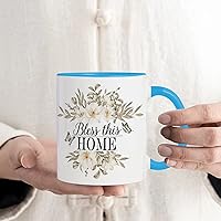 Bless This Home 11oz Coffee Cups Fashion Circle Garland Wreath Mug House Warming Gifts New Home Ceramic Coffee Mugs