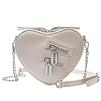 PU Leather Heart Shape Shoulder Purse Zipper Chain Strap Crossbody Purse For Women