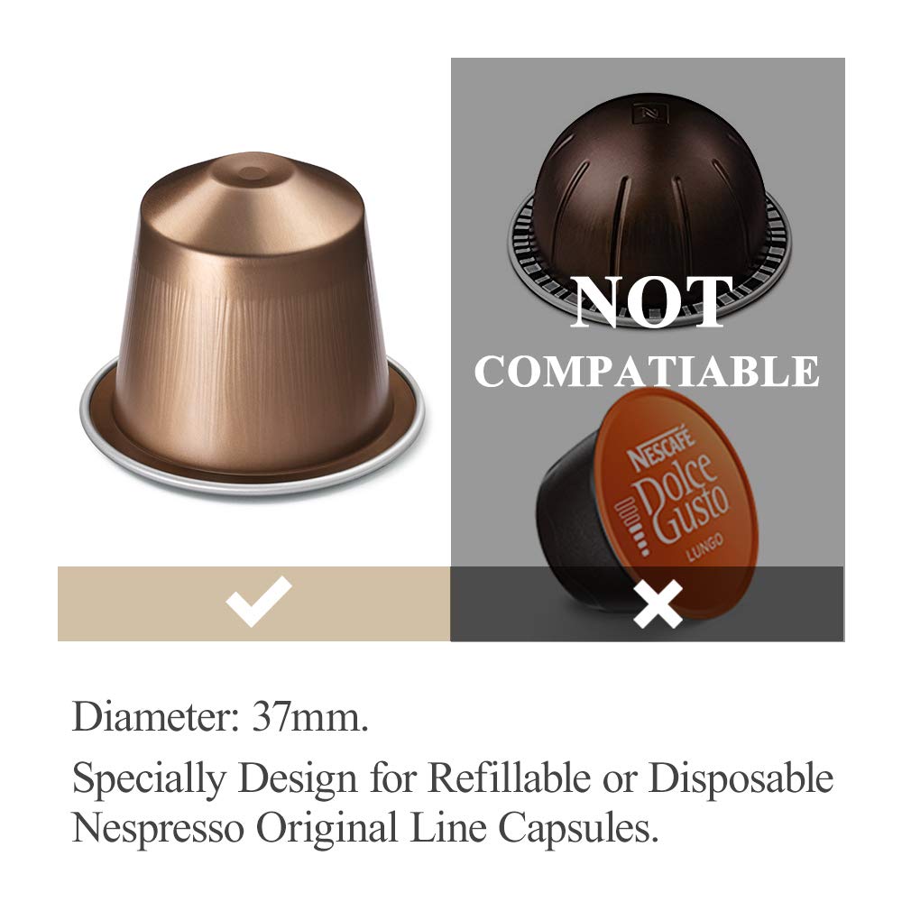 RECAPS Aluminum Espresso Lids Foil Seals Reusable Pods Compatible with Nespresso Original Line (Lids 240 Pcs Only) 37mm in Diameter
