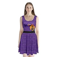 PattyCandy Womens Mixed Designs & Halloween Party Outfit Round Neck Split Open Back Skater Dress,XS-5XL