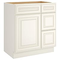 LOVMOR 30'' Bathroom Vanity Sink Base Cabinet, Storage Cabinet with 3-Drawers on The Right, Suitable for Bathrooms, Kitchens, Laundry Rooms and Other Places.