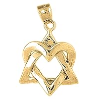 Silver Star of David with Heart Pendant | 14K Yellow Gold-plated 925 Silver Star of David with Heart Pendant