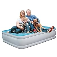 Queen Air Mattress with Built in Pump,Blow up Mattress in 3 Mins Self-Inflation/Deflation, Foldable Inflatable Mattress,colchon inflable,660lb Max，Foldable&Portable,Air Bed for Home/Guest,80x60x18in
