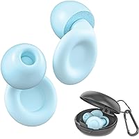 Ear Plugs for Sleeping Noise Cancelling,Yawsoy 2 Pairs of Reusable Silicone Ear Plugs for Noise Reduction 25-35dB with 14 Silicone/Foam Ear Tips,Earplugs for Concert,Snoring Blocking(Sky Blue)