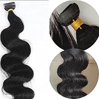 Body Wave Tape in Hair Extension 100g/40pcs 100% Brazilian Remy Human Hair Extensions Seamless Skin Weft Tape In Extensions Natural Color (20inch, 100g/40pcs)