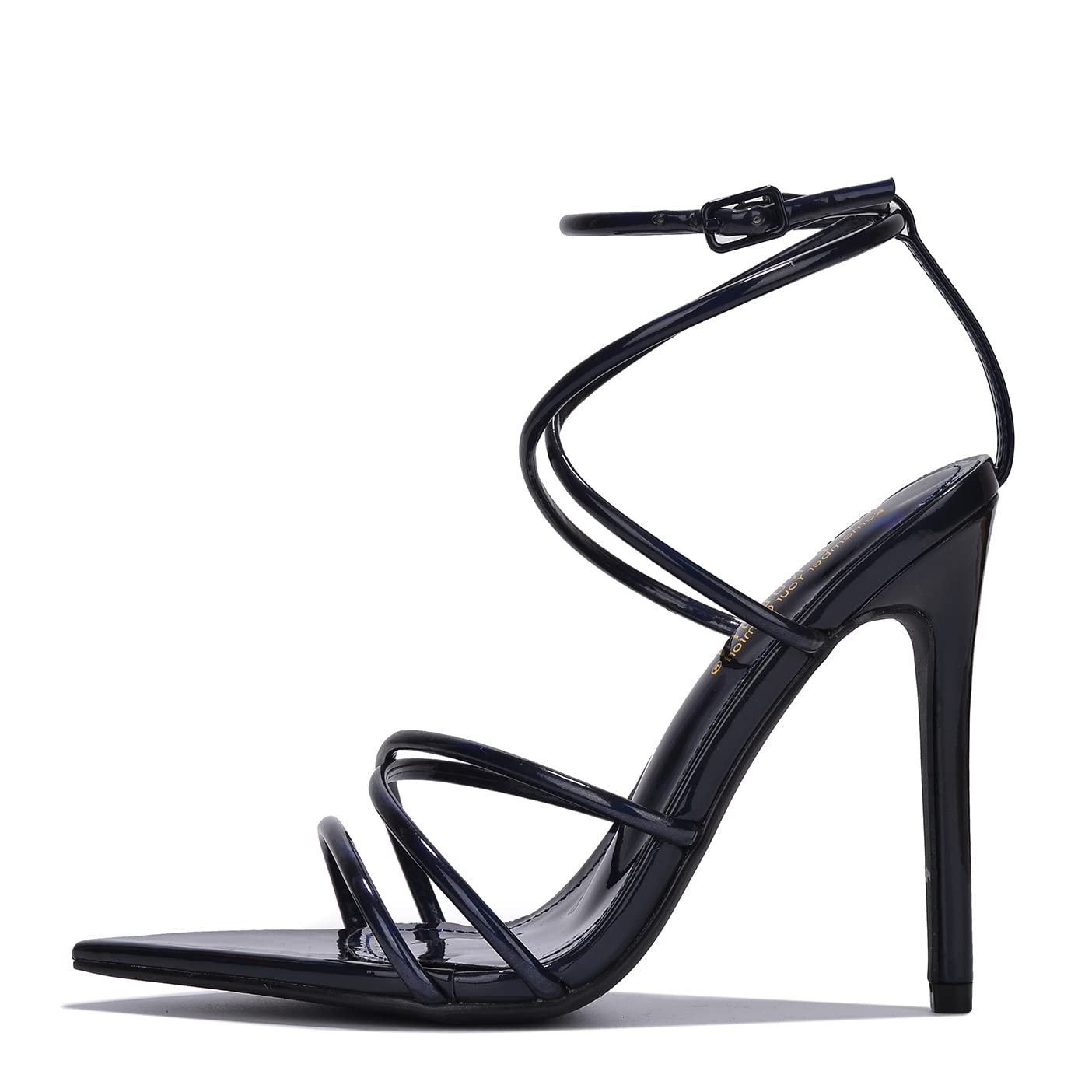 Cape Robbin Nabil Sexy Stiletto Strappy High Heels for Women,Women's Pointy Toe Holographic Heeled Sandals