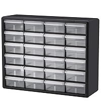 Akro-Mils 24 Cabinet 10724, Plastic Parts Storage Hardware and Craft Cabinet, (20-Inch W x 6-Inch D x 16-Inch H), Black