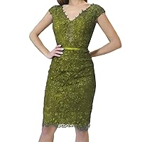 Women's Lace Beaded Prom Dress Short Mini Graduation Party Cocktail Dresses Olive Green