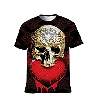 Graphic Novelty-Shirt Skull-Retro Hip-Hop Cool Mens Tshirt Teeshirt-Adult Sportwear Comic-Tees Pattern Athletic